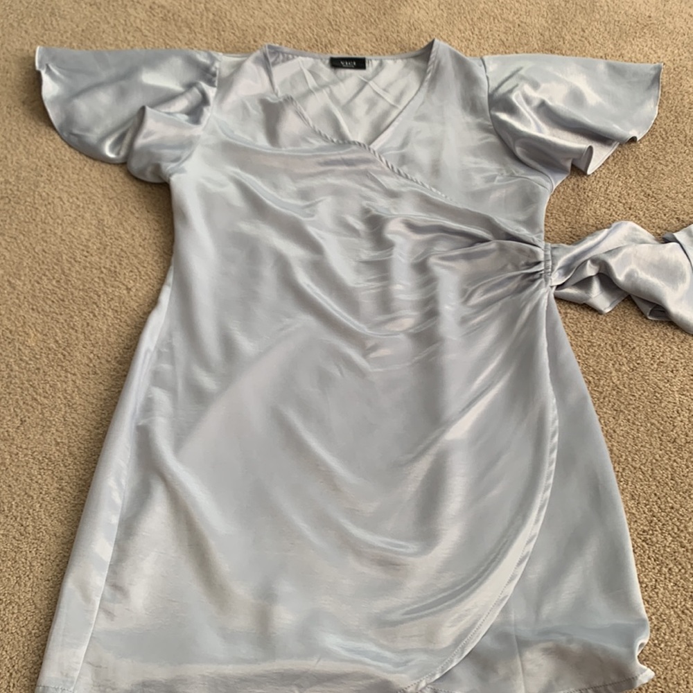 Vici Light Blue Wrap Tie Dress - Picture 9 of 12